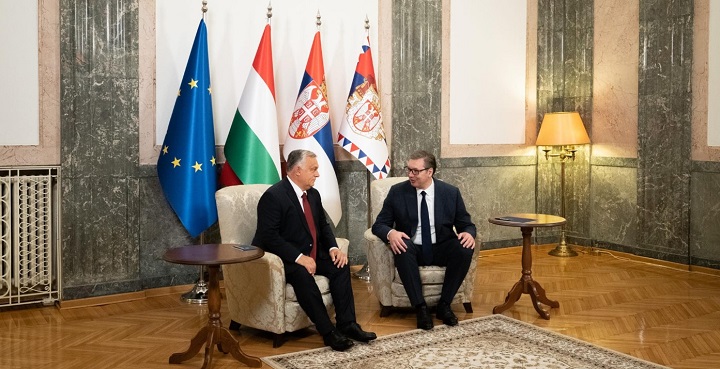 Setkání maďarského premiéra Viktora Orbána se srbským prezidentem Vučićem v Bělehradě